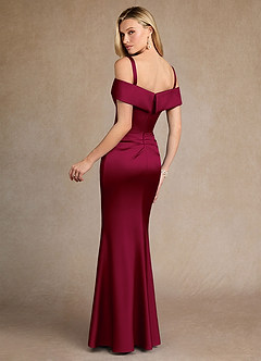 Azazie Laredo Kleider für die Brautmutter Meerjungfrau-Linie Schulterfrei Stretch-Satin Kleid Burgunderrot image4