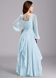 Azazie Clara Junior Sky Blue A-Line Blouson Chiffon Dress image8