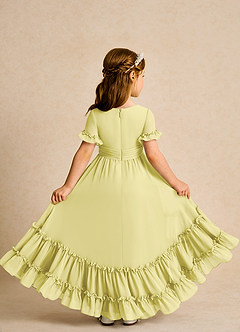 Azazie Kass Flower Girl Dresses Lemon Sorbet A-Line Pleated Chiffon Dress image3