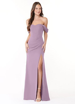 Azazie Lynnie Vestidos de damas de honor Vestido de Glicinia de Gasa de Corte Sirena Convertible con Vestidos sin tirantes image1