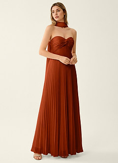 Clementine Paprika Chiffon 3D Flowers A-line Prom Dress image3