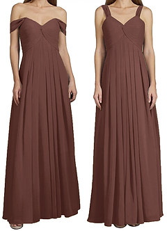 Azazie Kaitlynn Vestidos de damas de honor Vestido de Expresado de Gasa de Imperio Convertible con Fruncido image8
