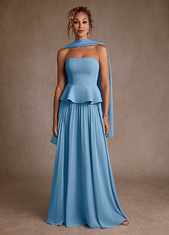 Azazie Josabeth Mother of the Bride Dresses Steel Blue A-Line Pleated Chiffon Dress image5