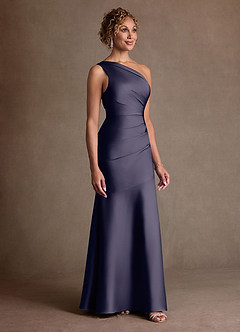 Azazie Haifa Suknie dla Matki Panny Młodej Syrena Jedno ramię Satyna elastyczna Długość podłogi Sukienka image3