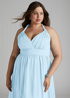 Azazie Ashia Bridesmaid Dresses Sky Blue A-Line Pleated Chiffon Dress image10