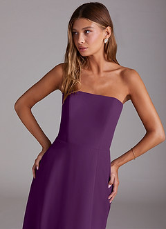 Azazie Wren Bridesmaid Dresses Grape A-Line Strapless Chiffon Dress image5