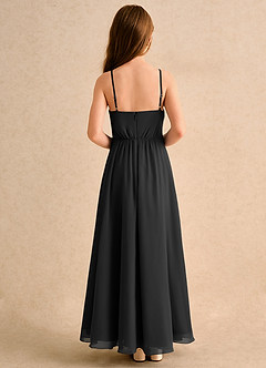 Azazie Twilight Dance Girls Formal Flower Girl Dresses Black A-Line Pleated Chiffon Dress image2