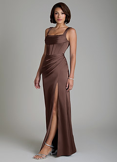 Azazie Amora Bridesmaid Dresses Ganache Mermaid Corset Stretch Satin Dress image6