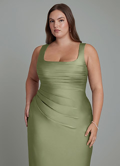 Azazie Agustina Bridesmaid Dresses Garden Sage Mermaid Corset Stretch Satin Dress image12