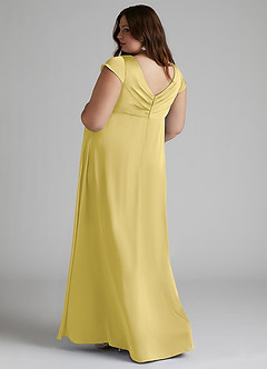 Azazie Allessia Maternity Bridesmaid Dresses A-Line Pleated Stretch Satin Floor-Length Dress image9