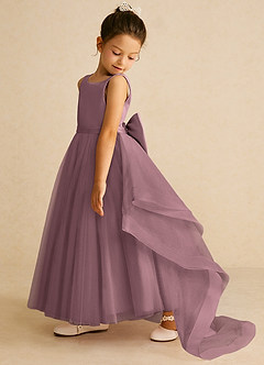 Azazie Pumpkin Flower Girl Dresses Vintage Mauve A-Line Convertible Tulle Dress image4