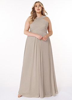 Azazie Kaleigh Abiti da Damigella Abito A-Line in Chiffon Plissettato Gelo image7