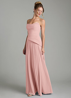 Azazie Gabriela Bridesmaid Dresses Powder Pink A-Line Corset Chiffon Dress image6