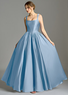 Azazie Verina Suknie dla druhen Linia A Pofałdowany Satyna elastyczna Do ziemi Sukienka image4