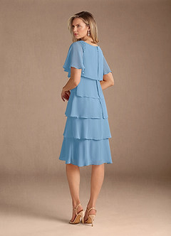 Azazie Rita Mother of the Bride Dresses Steel Blue A-Line Scoop Beaded Chiffon Dress image2