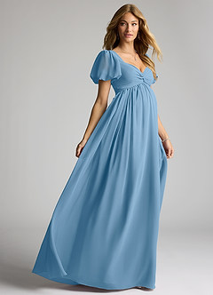 Azazie Madisynn Maternity Bridesmaid Dresses Bow Chiffon Floor-Length Dress image10