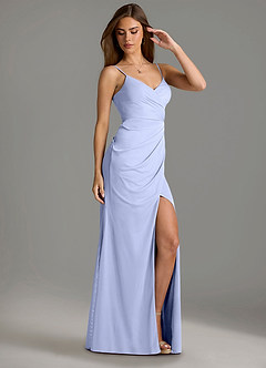 Azazie Maci Bridesmaid Dresses Lavender Sheath Pleated Mesh Dress image3