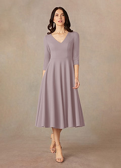 Azazie Nassif Mother of the Bride Dresses Vintage Mauve A-Line Stretch Crepe Dress image1