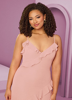 Barbie ♥ Azazie Bridesmaid Dresses Rosette Sheath Chiffon Dress image14