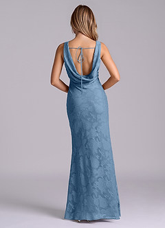 Azazie Rylina Venta Final Vestido de Azul Acero de Devorado Floral de Corte Sirena image2