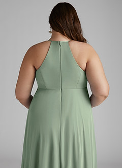 Azazie Annabelle Vestidos de dama de honra para maternidade Vestir Linha A Plissado Comprimento do chão Malha image10