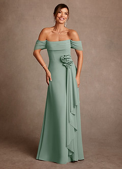 Azazie Amherst Abiti per la Madre della Sposa Abito A-Line in Chiffon a Spalla Scoperta Salvia Argentata image1