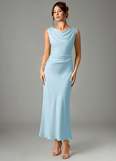 Azazie Kieryn Bridesmaid Dresses Sky Blue Mermaid Pleated Stretch Satin Dress image1