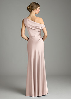 Azazie Emerson Bridesmaid Dresses Blushing Pink Mermaid Off the Shoulder Stretch Satin Dress image3