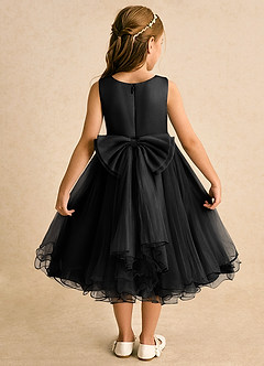 Azazie Lass Flower Girl Dresses Black A-Line Bow Tulle Dress image1