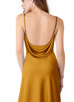 Azazie Alaija Bridesmaid Dresses Butterscotch Mermaid Side Slit Stretch Satin Dress image6