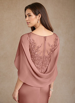 Azazie Hera Mother of the Bride Dresses Rosette A-Line Lace Stretch Satin Dress image6