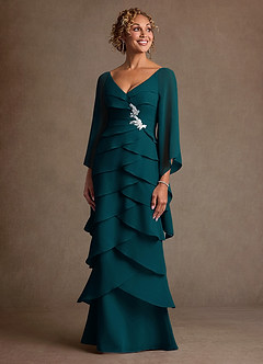 Azazie Arabinda 신부의 어머니 드레스 쉬스 셔링 쉬폰 플로어 길이 드레스 image4