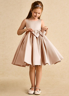 Azazie Jessie Flower Girl Dresses English Rose A-Line Bow Matte Satin Dress image5