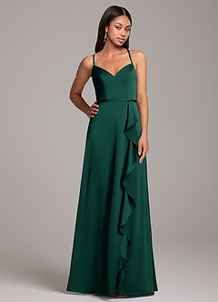 Azazie Naeem Bridesmaid Dresses Emerald A-Line Stretch Satin Dress image5