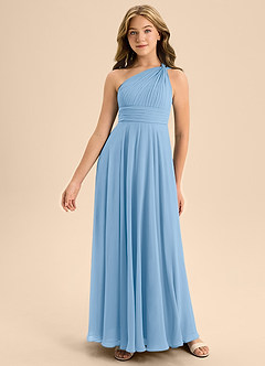 Azazie Charlize Junior Powder Blue A-Line Pleated Chiffon Dress image3