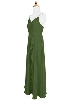 Azazie Naeem Junior A-Linie Gestreift Chiffon Kleid Olivgrün image6
