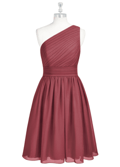 Azazie Katrina Bridesmaid Dresses Merlot A-Line One Shoulder Chiffon Dress image6