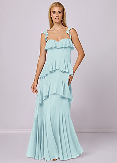 Barbie ♥ Azazie Bridesmaid Dresses Sea Glass A-Line Sweetheart Neckline Chiffon Dress image3