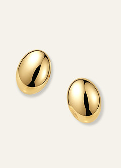 front Oval Dome Stud Earrings