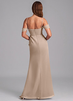 Azazie Johana Brautjungfernkleider Wandelbar Meerjungfrau-Linie Schulterfrei Chiffon Kleid Taupe image2