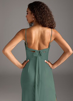 Azazie Mai Bridesmaid Dresses Eucalyptus Sheath Pleated Mesh Dress image6