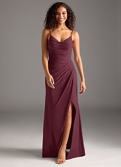 Azazie Deandra Brautjungfernkleider Meerjungfrau-Linie Plissee Chiffon Kleid Cabernetrot image5