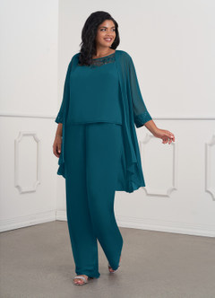 Azazie Maura vestidos de madre de la novia Vestido de Azul Tinta de Gasa de Mono/Traje de pantalón con Lentejuela image6