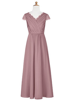 Azazie Veda A-Line Lace Chiffon Floor-Length Junior Bridesmaid Dress image7