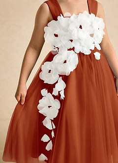 Azazie Dovey Flower Girl Dresses Paprika Ball-Gown Bow Tulle Dress image7