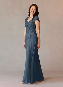 Azazie Junie Mother of the Bride Dresses Neptune A-Line Lace Chiffon Dress image3