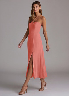 Azazie Wren Bridesmaid Dresses Salmon Pink A-Line Strapless Chiffon Dress image3