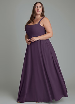 Azazie Shaude Bridesmaid Dresses Plum A-Line Pleated Chiffon Dress image9
