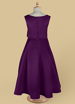 Azazie Lindy Flower Girl Dresses Grape A-Line Pleated Matte Satin Dress image14