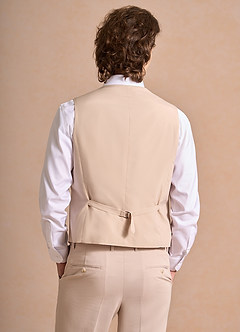 front Carter Marrone Chiaro Gilet da abito in misto cotone e lino